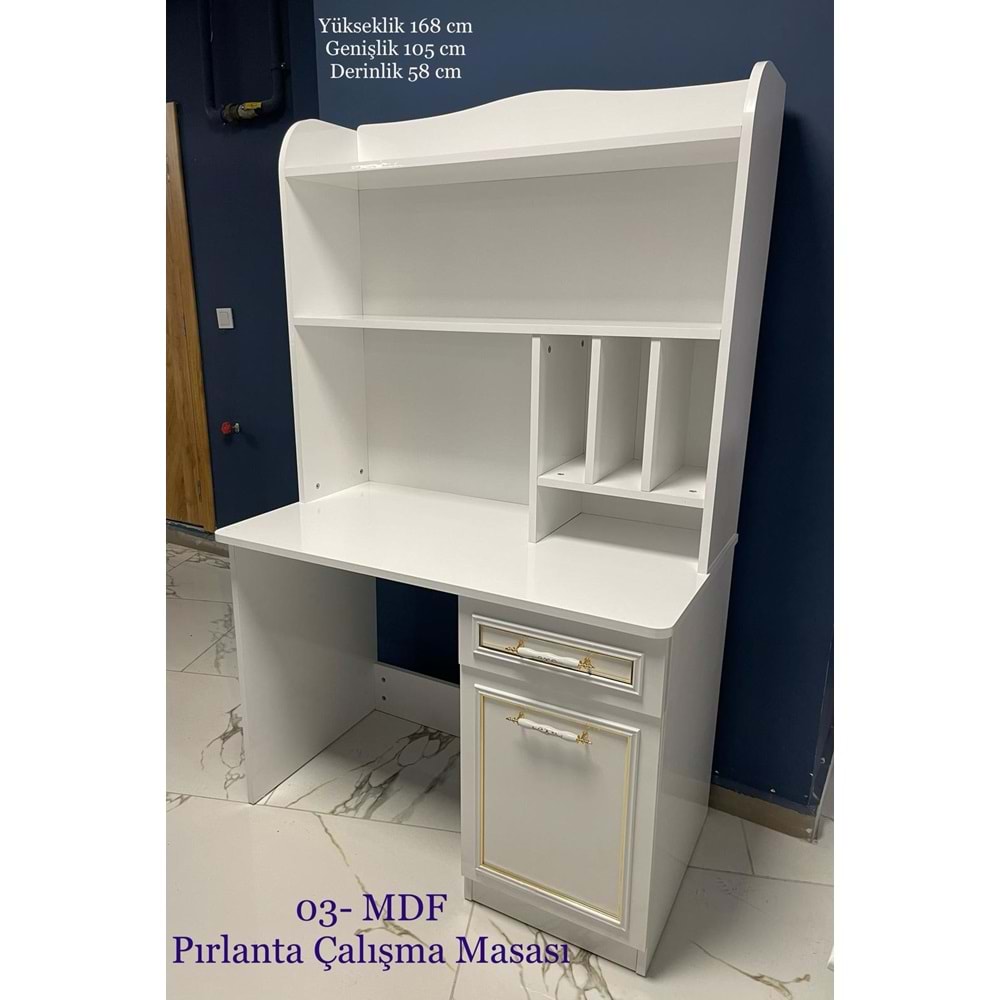 MDF Pırlanta Kitaplıklı Çalışma MAsası