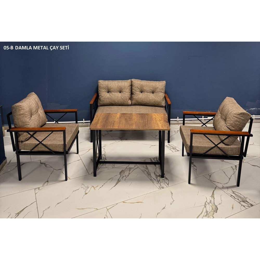 Damla Metal Bahçe Çay Seti