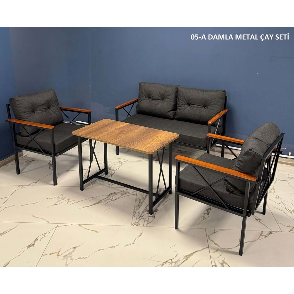 Damla Metal Bahçe Çay Seti