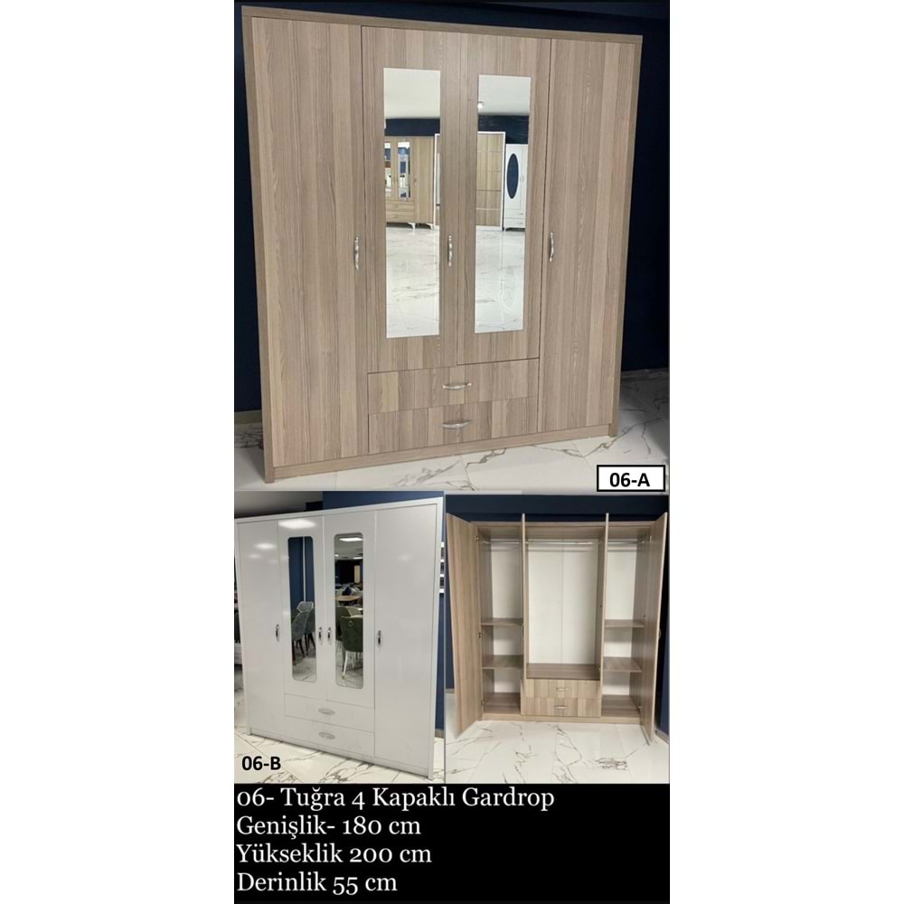 Tuğra 4 Kapaklı Gardırop