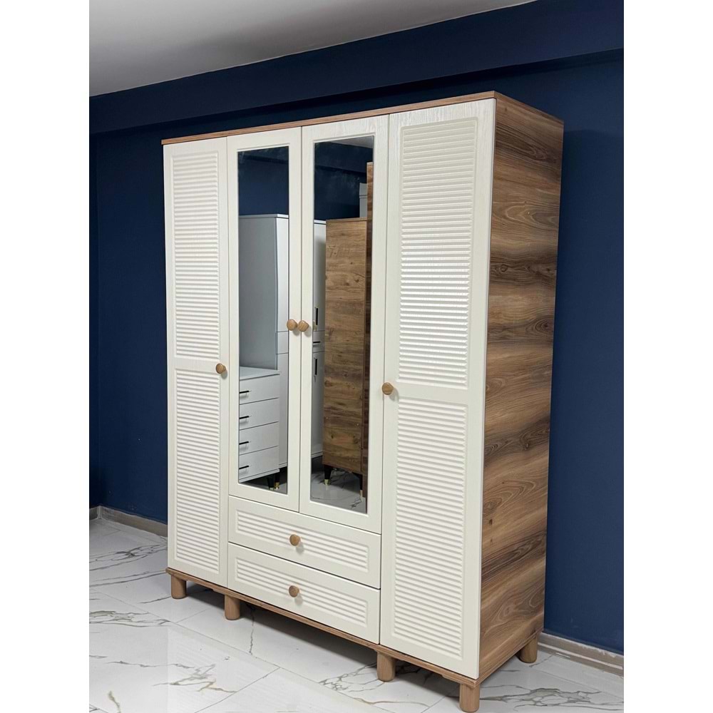 Zümrüt 4 Kapaklı MDF Gardırop