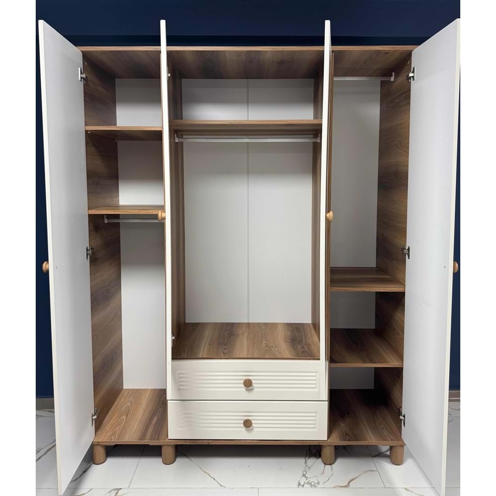 Zümrüt 4 Kapaklı MDF Gardırop