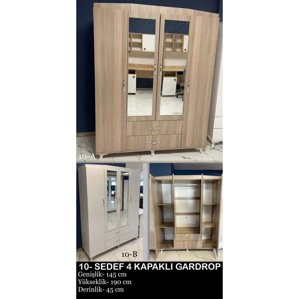 Sedef 4 Kapaklı Gardırop