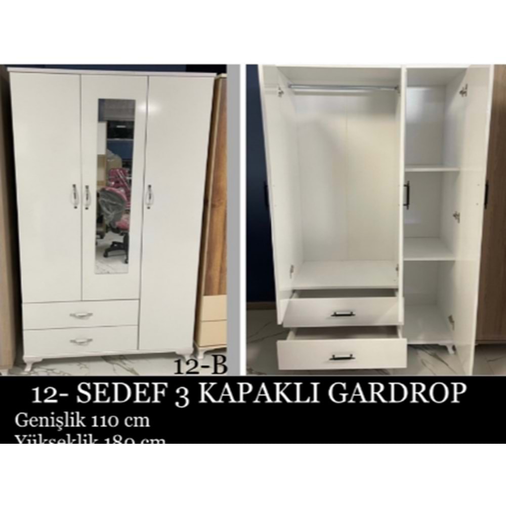 Sedef 3 Kapaklı Gardırop