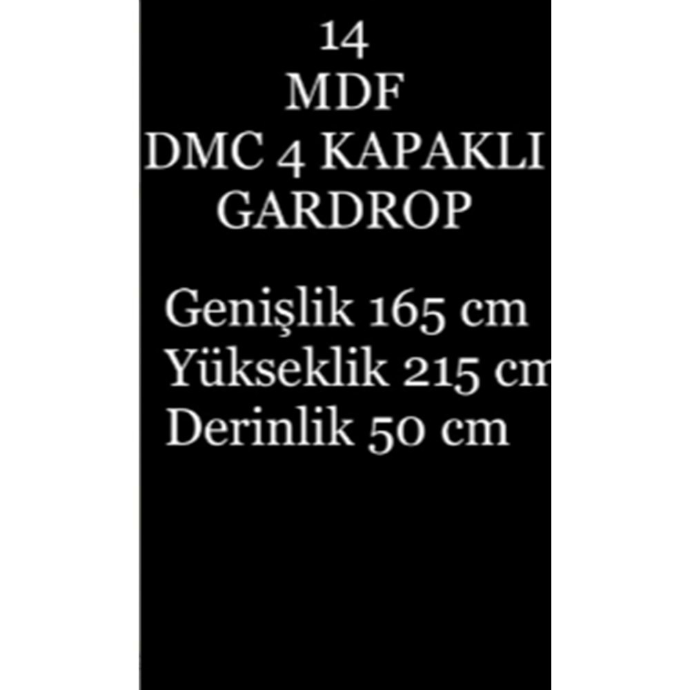DMC Damla 4 Kapaklı MDF Gardırop