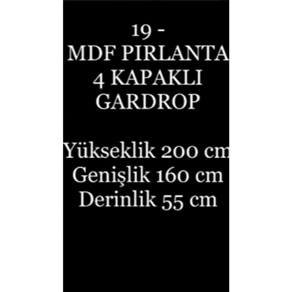 Pırlanta 4 Kapaklı MDF Gardırop