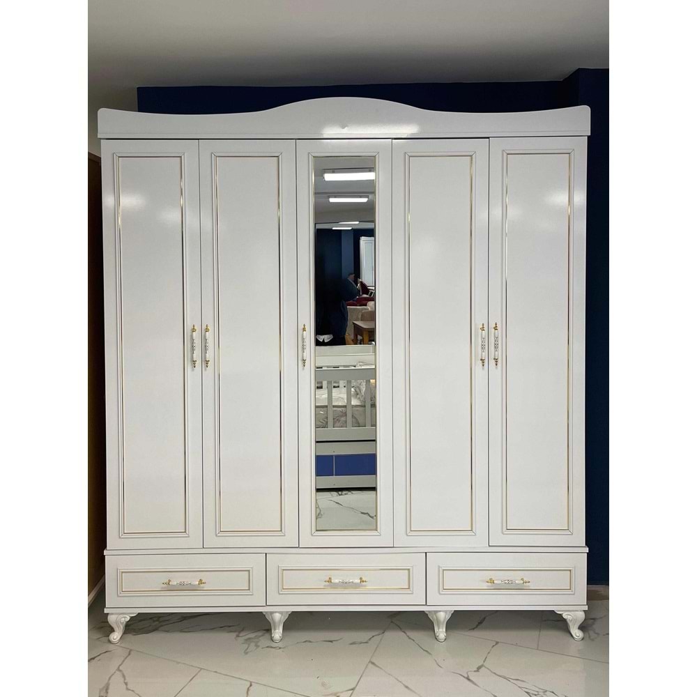 Pırlanta 5 Kapaklı MDF Gardırop