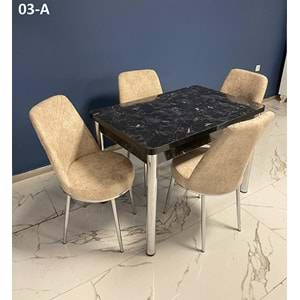 Gold 4 Kişilik Masa Takımı - Ahşap