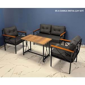 Damla Metal Bahçe Çay Seti