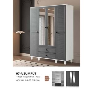 Zümrüt 4 Kapaklı MDF Gardırop