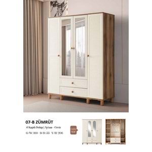 Zümrüt 4 Kapaklı MDF Gardırop