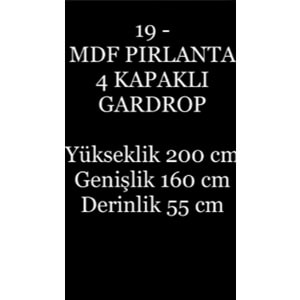 Pırlanta 4 Kapaklı MDF Gardırop