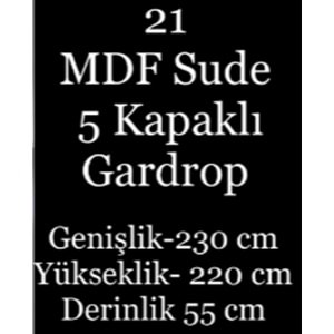 DMC Sude 5 Kapaklı MDF Gardırop