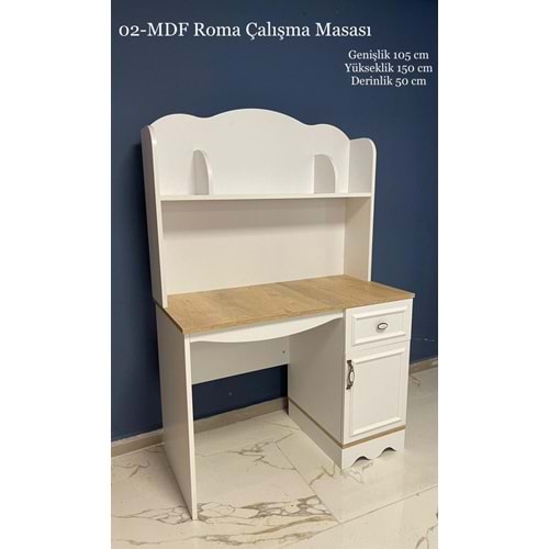 MDF Roma Kitaplıklı Çalışma Masası