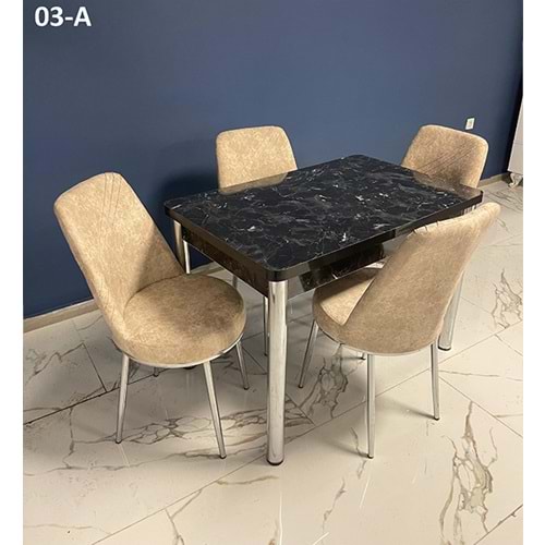 Gold 4 Kişilik Masa Takımı - Ahşap