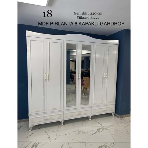 Pırlanta 6 Kapaklı MDF Gardırop