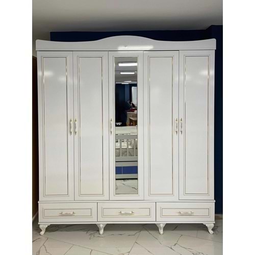 Pırlanta 5 Kapaklı MDF Gardırop